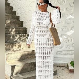 NWOT  Ecru Crochet Swim Cover